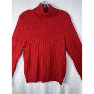 Vertical Design Women’s 2-Ply Cashmere Sz XL Red Turtleneck Cable Knit Sweater